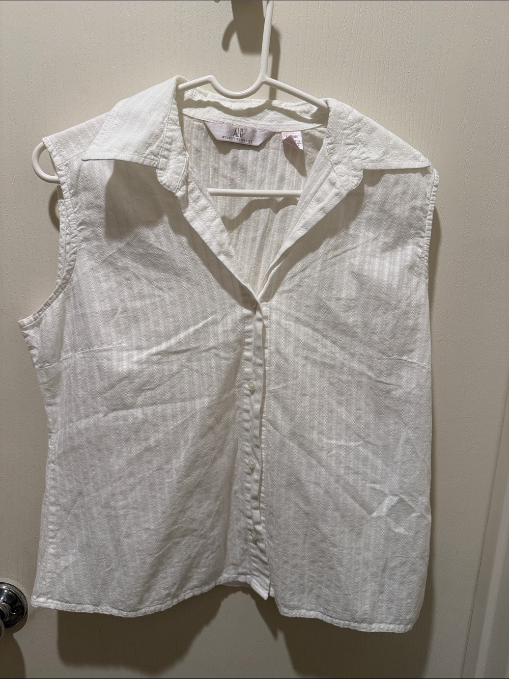 A.L.C. White Sleeveless Button-Down Shirt